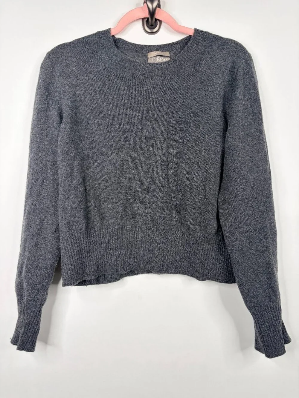 J. Crew Cropped Fit Crew Neck Cashmere Sweater Gray XL #A3830